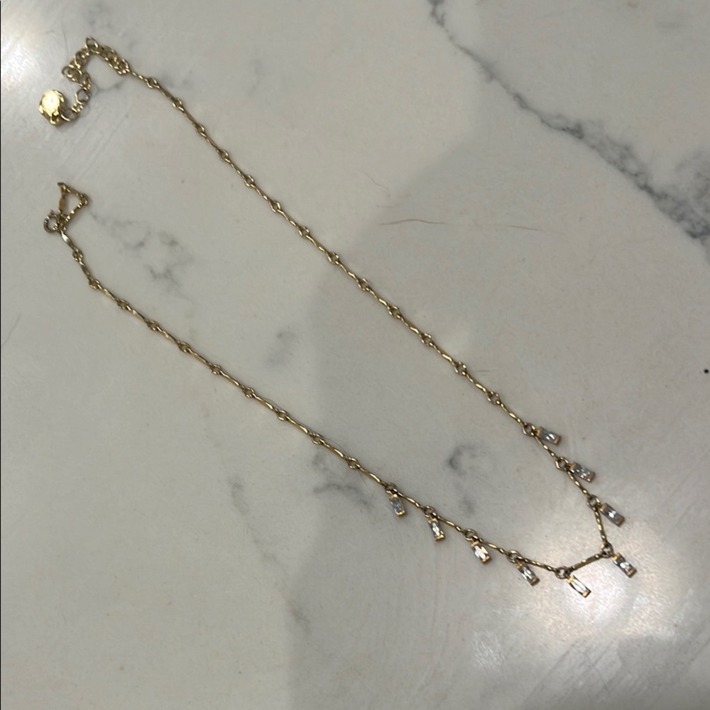 Gold Necklace with Crystal Drops